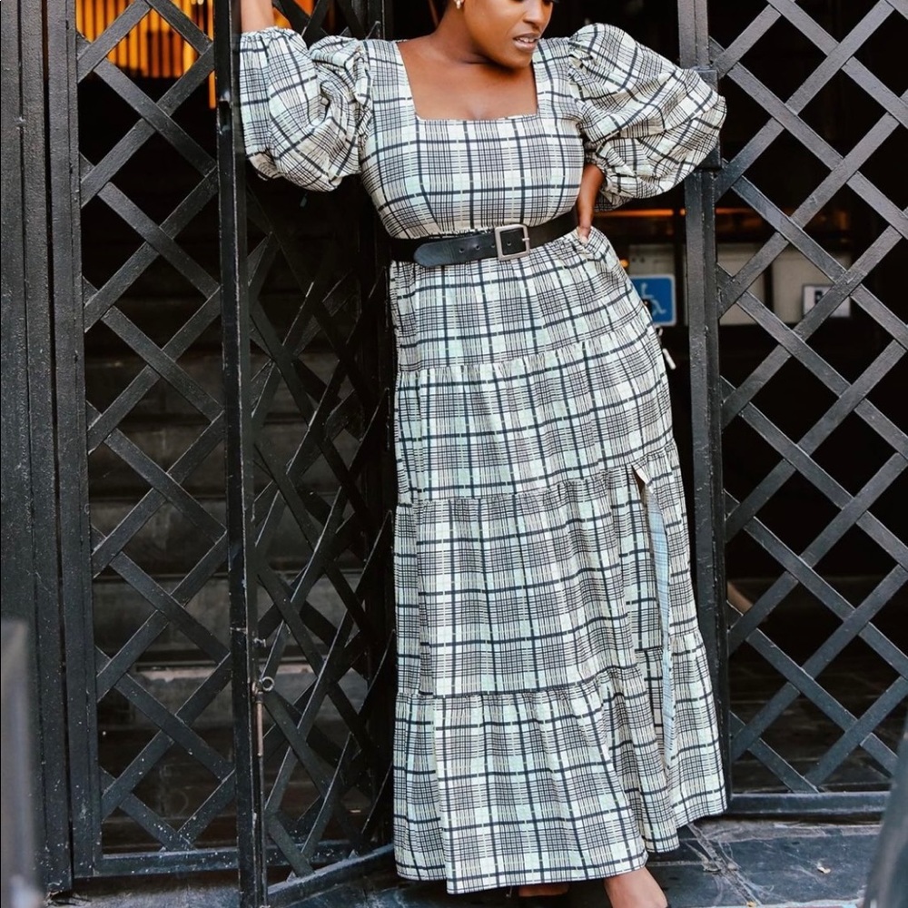 Topshop Plaid Dress with Slit